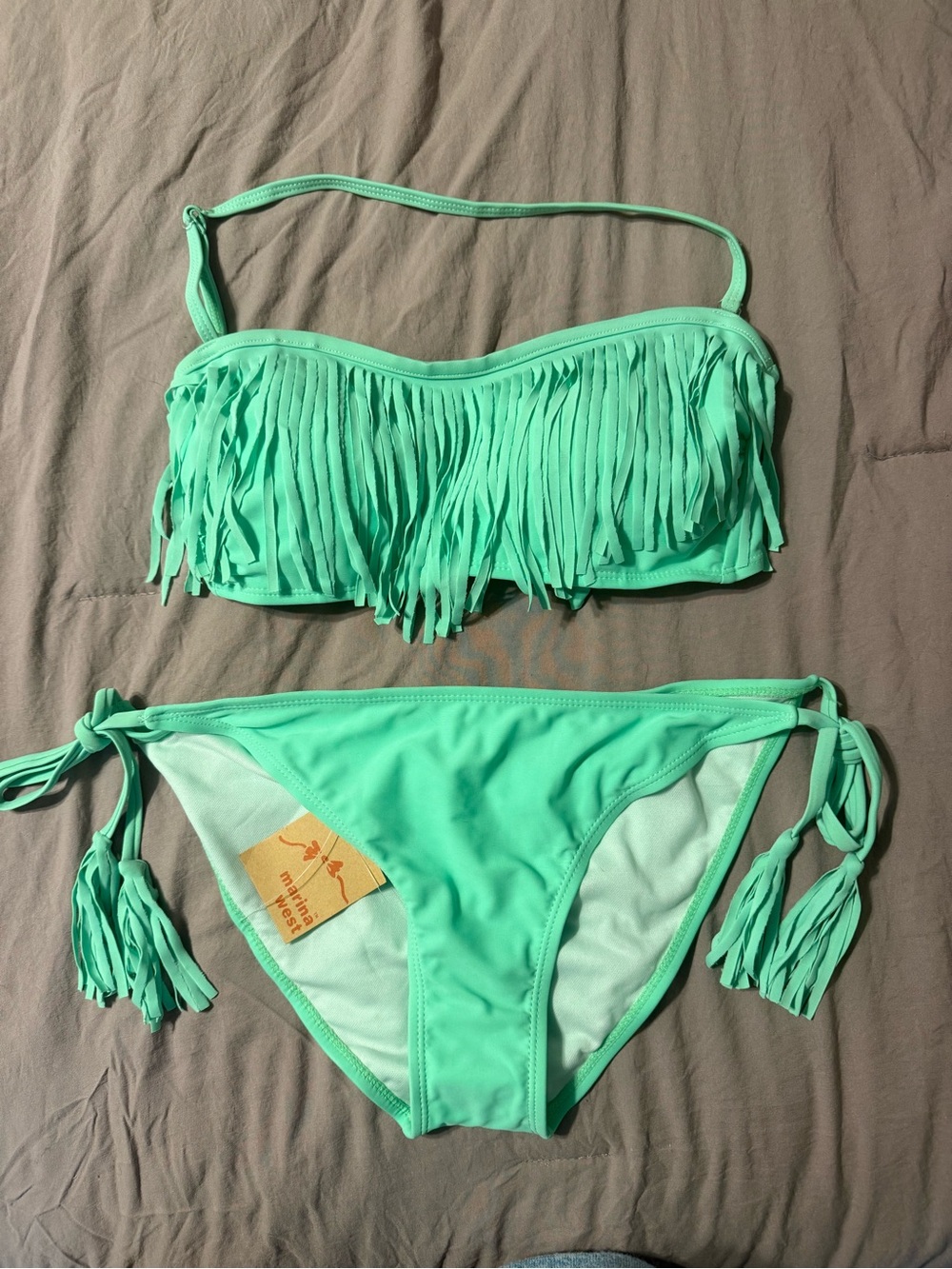 Mint Green Fringe Bikini Set